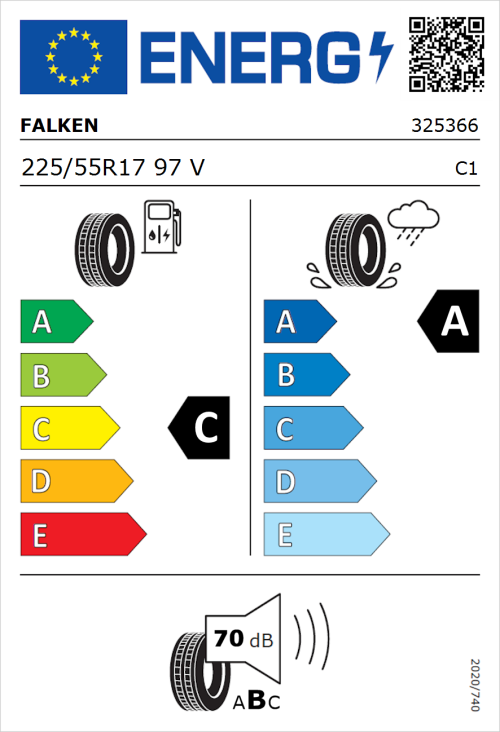 Tyre Label for Falken Ziex ZE914 Ecorun 225/55R17 97V